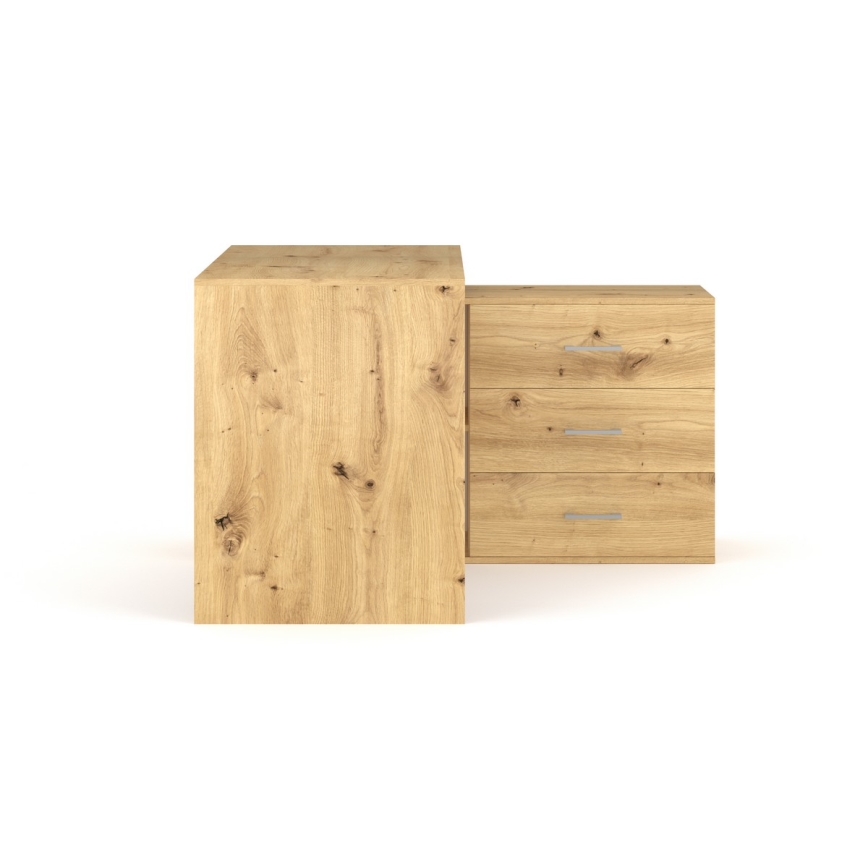 Písací stôl so zásuvkami a univerzálnym rohom P/L JULES dub artisan