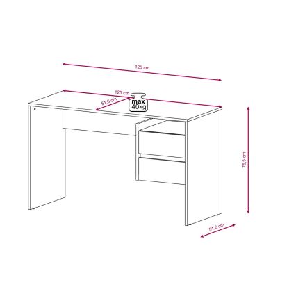 Písací stôl so zásuvkami MARLO, betónová sivá/biela