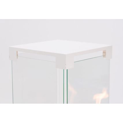 Planika - Vonkajší plynový krb 142x36 cm 8kW 1xAAA biela + ochranný kryt