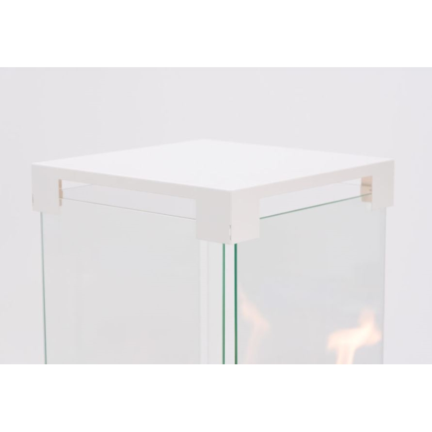 Planika - Vonkajší plynový krb 142x36 cm 8kW 1xAAA biela + ochranný kryt