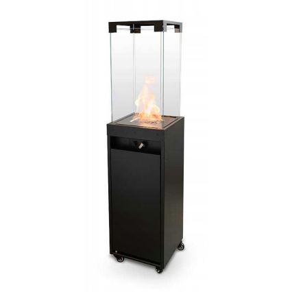 Planika - Vonkajší plynový krb 142x36 cm 8kW 1xAAA čierna + ochranný kryt