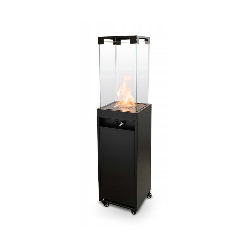 Planika - Vonkajší plynový krb 142x36 cm 8kW 1xAAA čierna + ochranný kryt