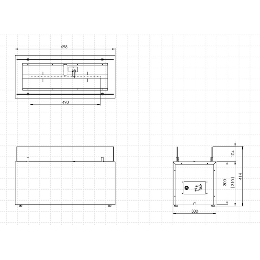 Planika - Vonkajší plynový krb 41,4x69,8 cm 10kW 1xAAA čierna + ochranný kryt