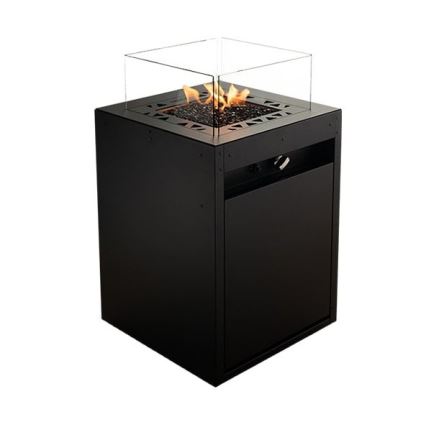 Planika - Vonkajší plynový krb 79,7x48 cm 10kW 1xAAA čierna + ochranný kryt