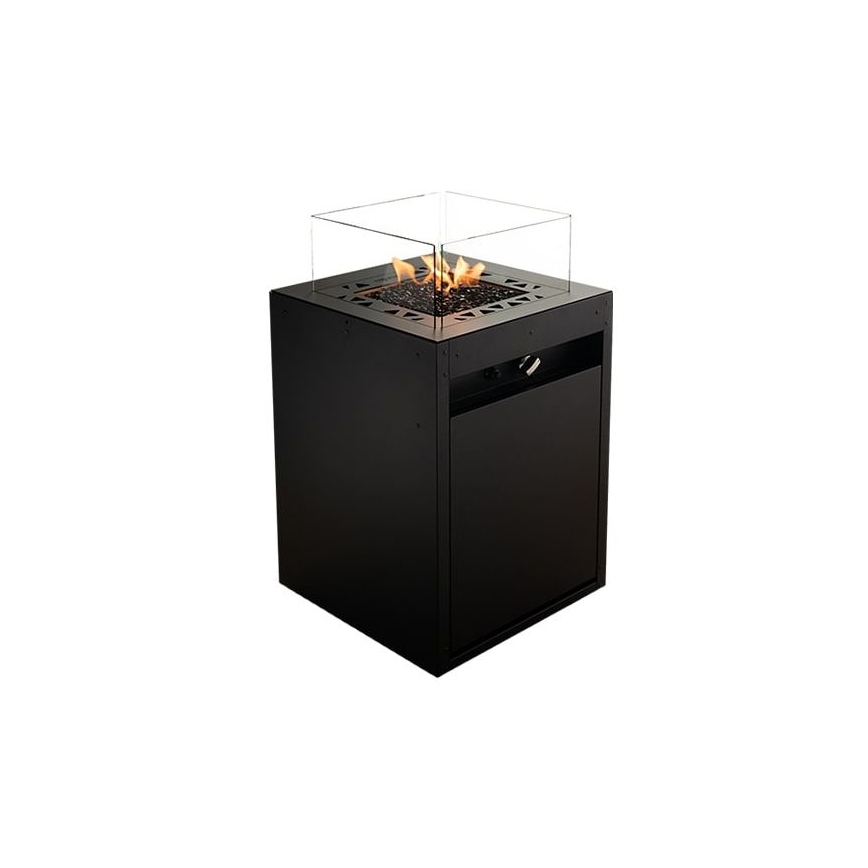 Planika - Vonkajší plynový krb 79,7x48 cm 10kW 1xAAA čierna + ochranný kryt