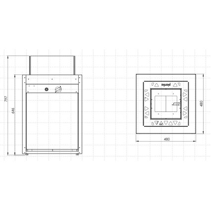 Planika - Vonkajší plynový krb 79,7x48 cm 10kW 1xAAA čierna + ochranný kryt