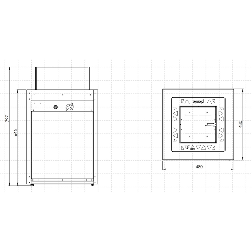 Planika - Vonkajší plynový krb 79,7x48 cm 10kW 1xAAA čierna + ochranný kryt