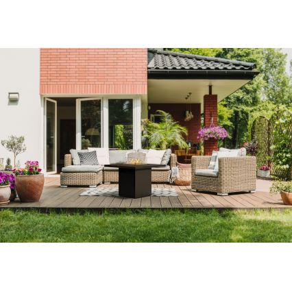 Planika - Vonkajší plynový krb 79,7x90 cm 10kW 1xAAA čierna + ochranný kryt