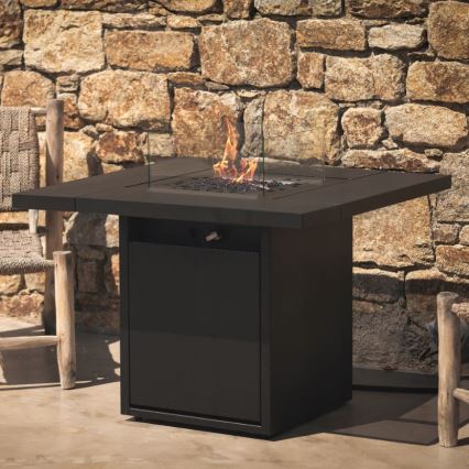 Planika - Vonkajší plynový krb 79,7x90 cm 10kW 1xAAA čierna + ochranný kryt