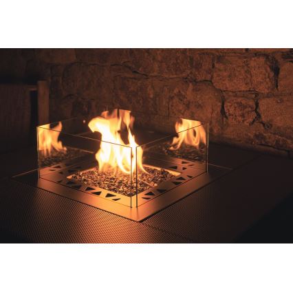 Planika - Vonkajší plynový krb 79,7x90 cm 10kW 1xAAA čierna + ochranný kryt