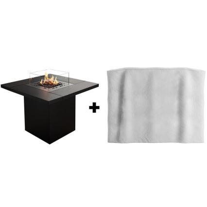 Planika - Vonkajší plynový krb 79,7x90 cm 10kW 1xAAA čierna + ochranný kryt
