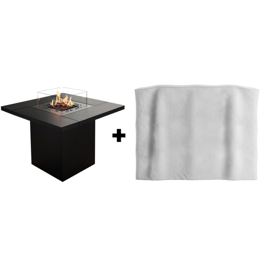 Planika - Vonkajší plynový krb 79,7x90 cm 10kW 1xAAA čierna + ochranný kryt