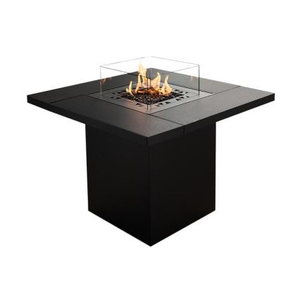 Planika - Vonkajší plynový krb 79,7x90 cm 10kW 1xAAA čierna + ochranný kryt