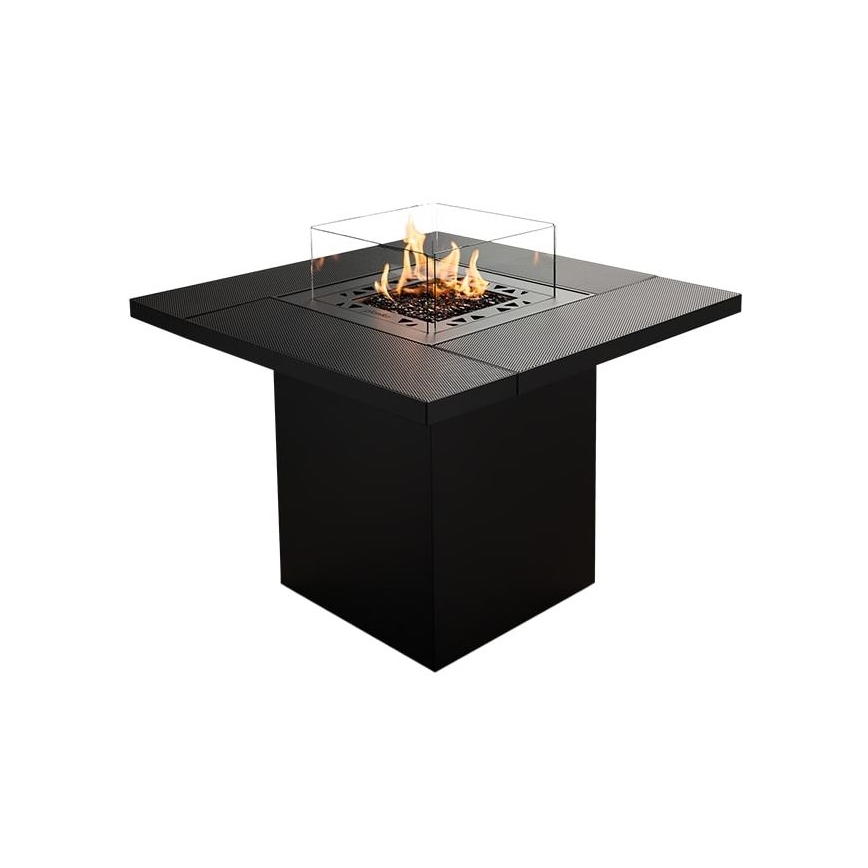 Planika - Vonkajší plynový krb 79,7x90 cm 10kW 1xAAA čierna + ochranný kryt