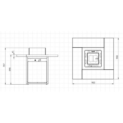 Planika - Vonkajší plynový krb 79,7x90 cm 10kW 1xAAA čierna + ochranný kryt