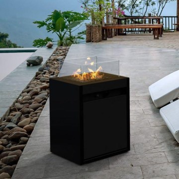 Planika - Vonkajší plynový krb 79,7x48 cm 10kW 1xAAA čierna + ochranný kryt