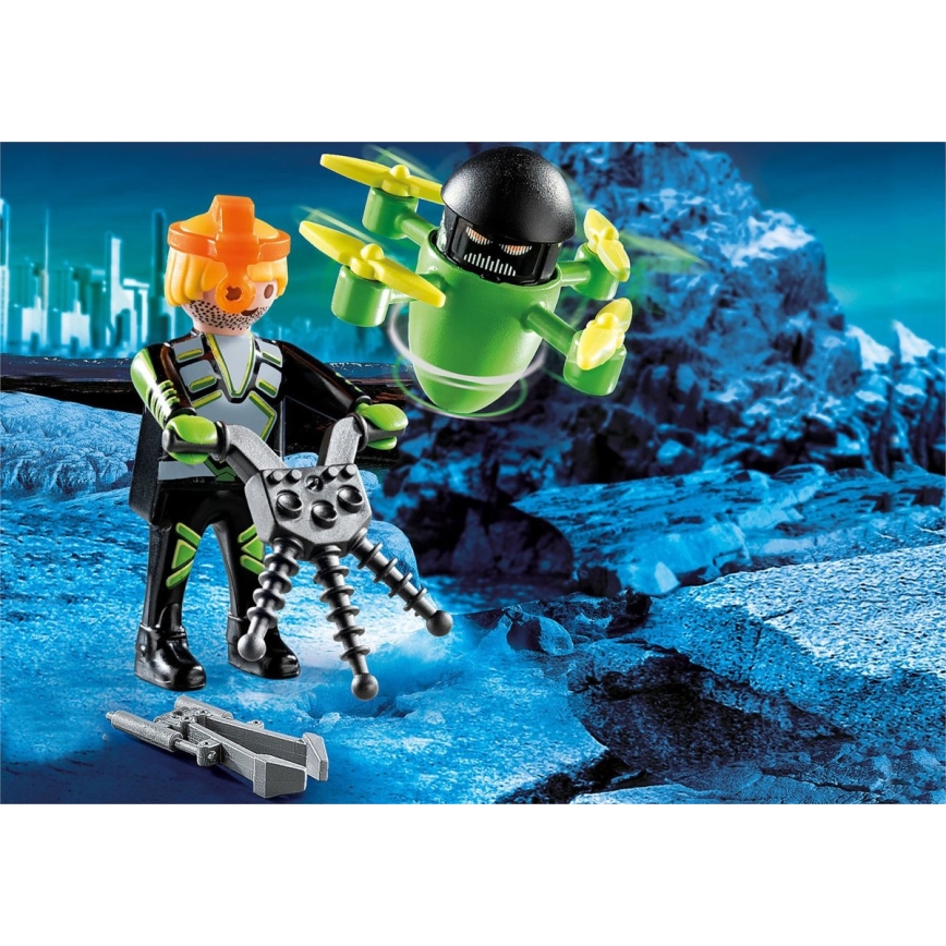 Playmobil - Detská stavebnica agent s dronom 12 ks