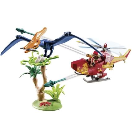 Playmobil - Detská stavebnica vrtuľník s Pterodaktylom 39 ks