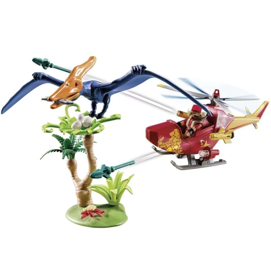 Playmobil - Detská stavebnica vrtuľník s Pterodaktylom 39 ks