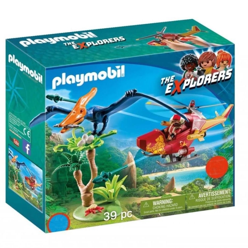 Playmobil - Detská stavebnica vrtuľník s Pterodaktylom 39 ks