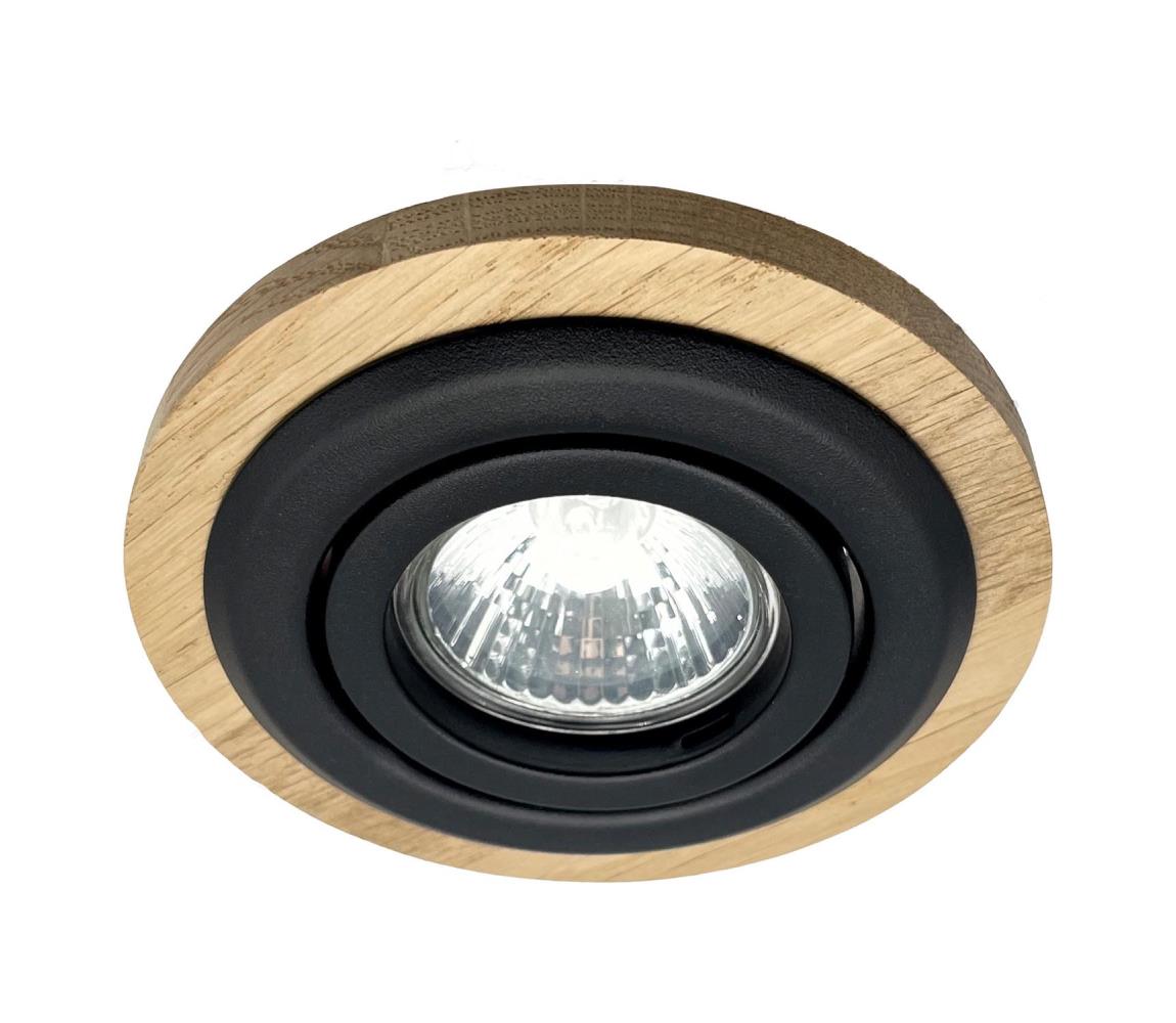 Podhľadové svietidlo TOBBY 1xGU10/20W/230V pr. 11,5 cm dub/čierna LM-1.281/NATURALNY