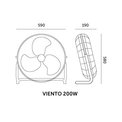Podlahový ventilátor VIENTO 200W/230V lesklý chróm