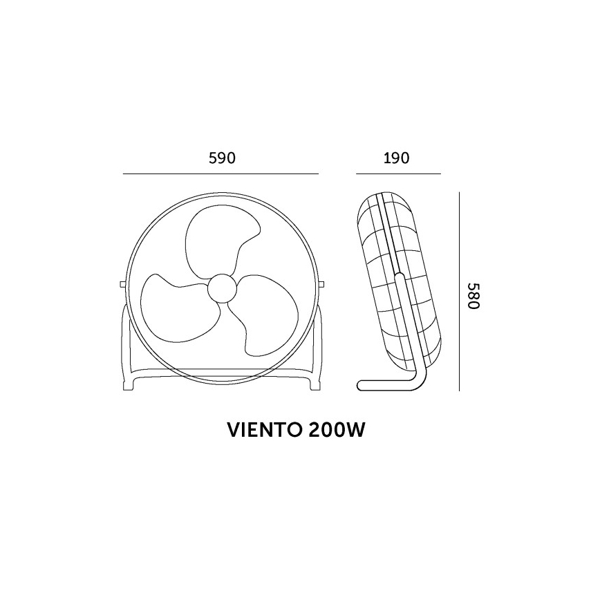 Podlahový ventilátor VIENTO 200W/230V lesklý chróm
