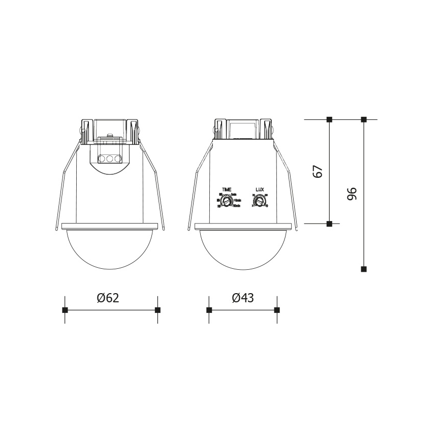 Podhľadový senzor pohybu a súmraku 360° 1200W/230V IP54 čierny