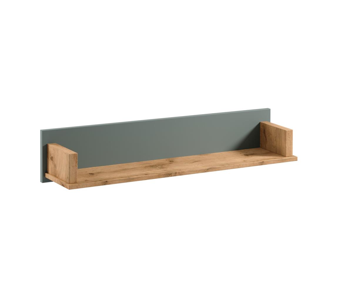 Gala Meble Polica MENTA 110x20x21 cm dub wotan/zelená S19-P1-ZSM