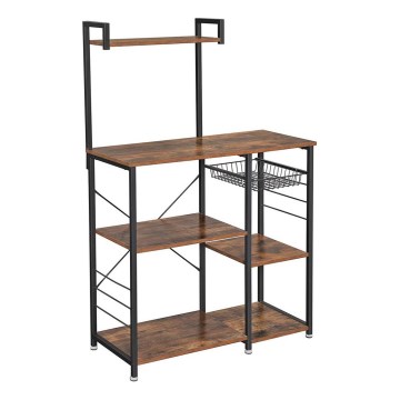 Policový regál do kuchyne MARGE hnedá/čierna