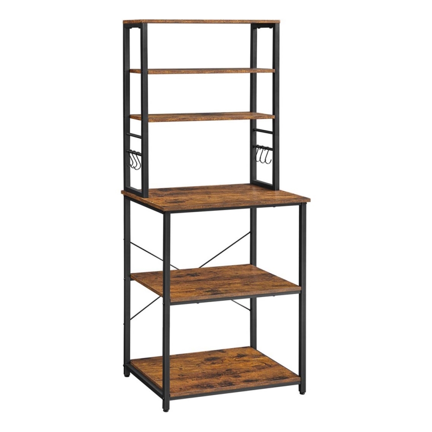 Policový regál MARGE hnedá/čierna