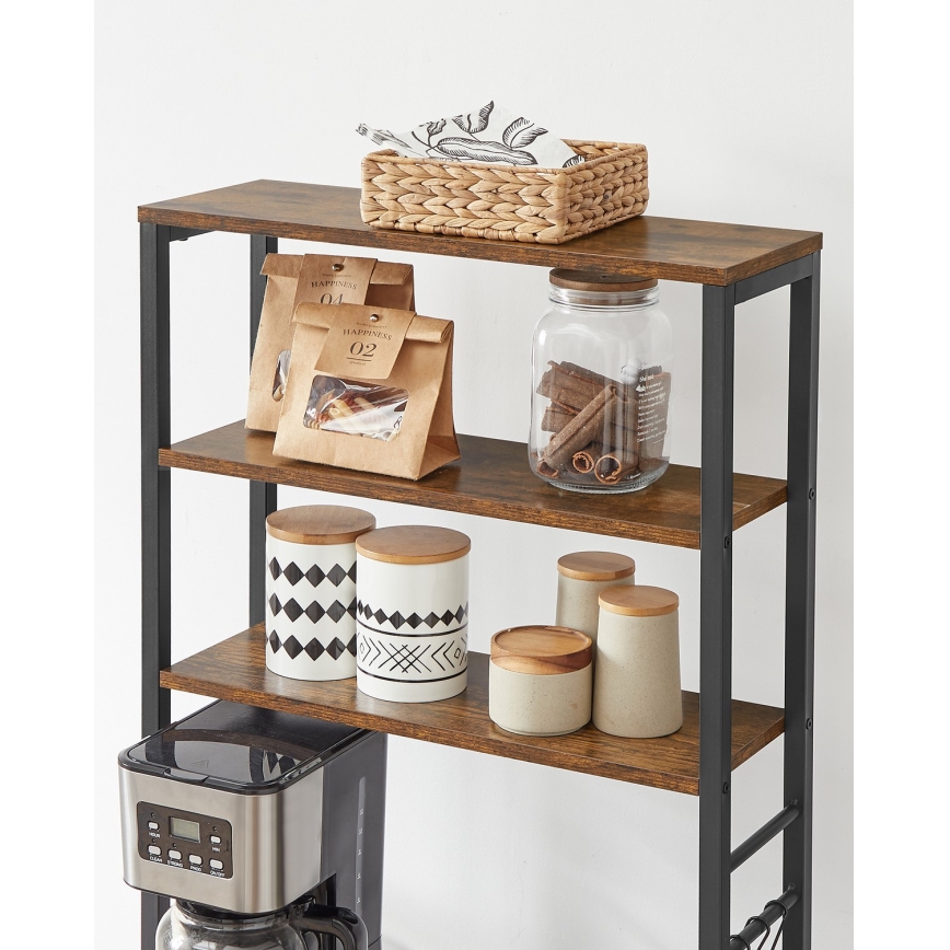 Policový regál MARGE hnedá/čierna