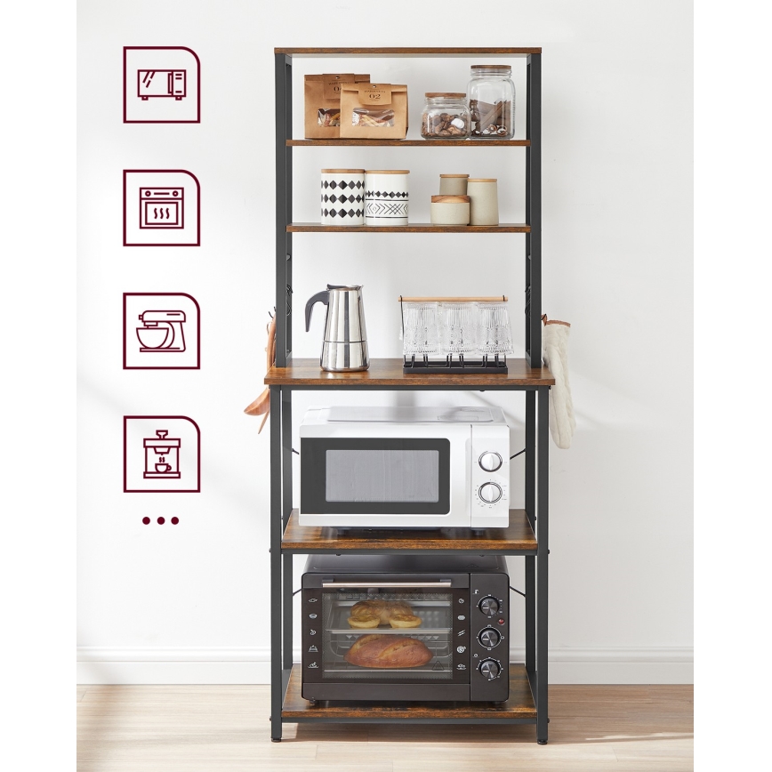 Policový regál MARGE hnedá/čierna