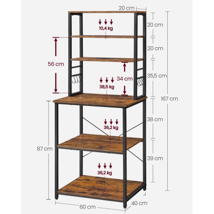 Policový regál MARGE hnedá/čierna
