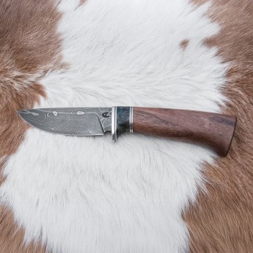 Poľovnícky damaškový nôž 9,7 cm orech/javor