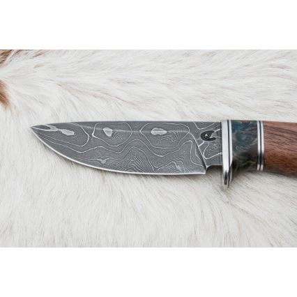 Poľovnícky damaškový nôž 9,7 cm orech/javor
