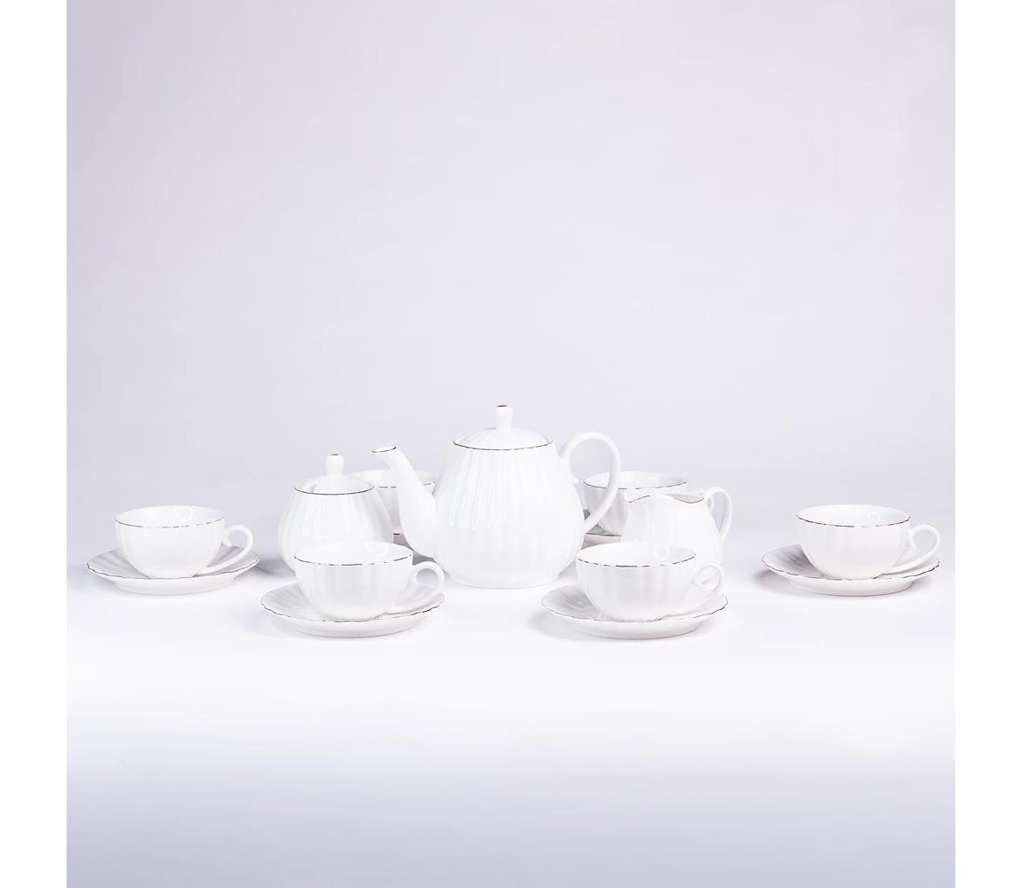Estilo Home Porcelánová 15-dielna kávová súprava, biela 5905623251141