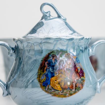 Porcelánová čajová sada mramor modrá