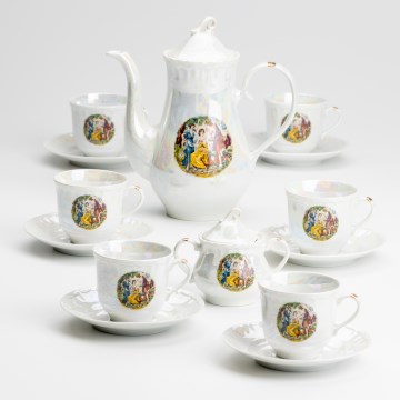 Porcelánová čajová sada perleťová biela