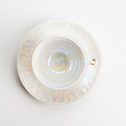 Porcelánová čajová sada perleťová biela