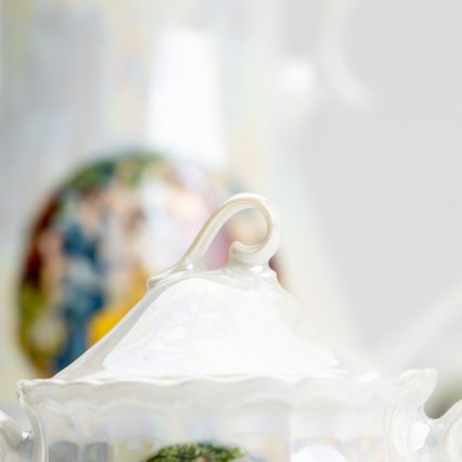 Porcelánová čajová sada perleťová biela