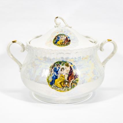 Porcelánová jedálenská sada 26 kusov biela s perleťovou úpravou