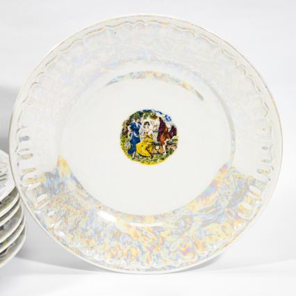 Porcelánová jedálenská sada 26 kusov biela s perleťovou úpravou