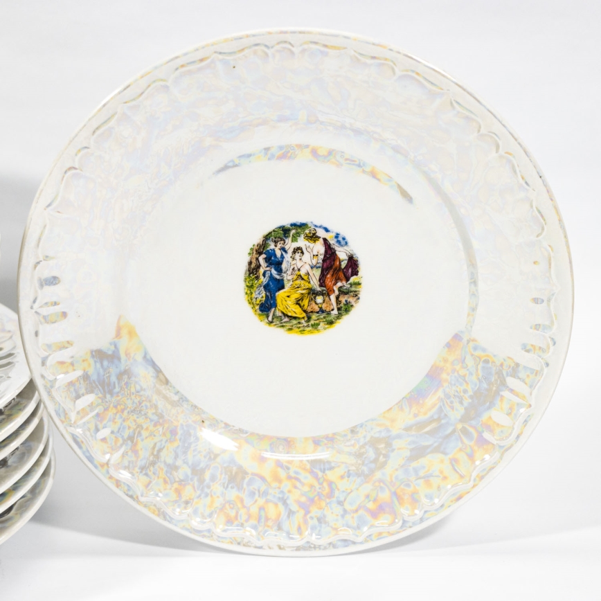 Porcelánová jedálenská sada 26 kusov biela s perleťovou úpravou