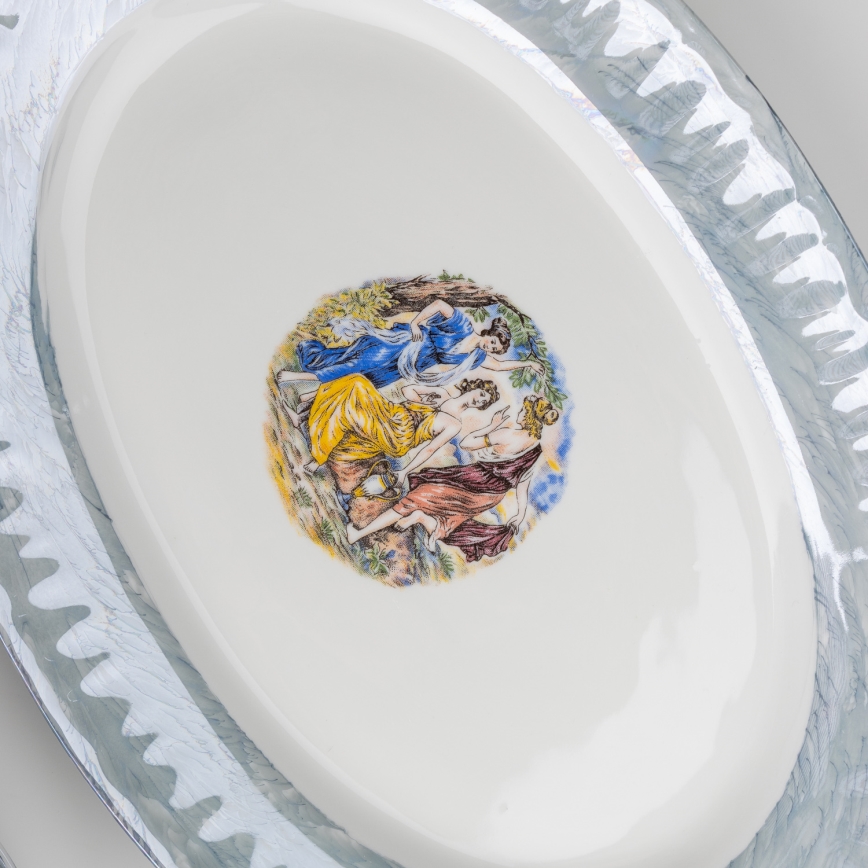 Porcelánová jedálenská sada 26 kusov modrá s perleťovou úpravou