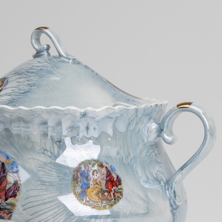 Porcelánová jedálenská sada 26 kusov modrá s perleťovou úpravou