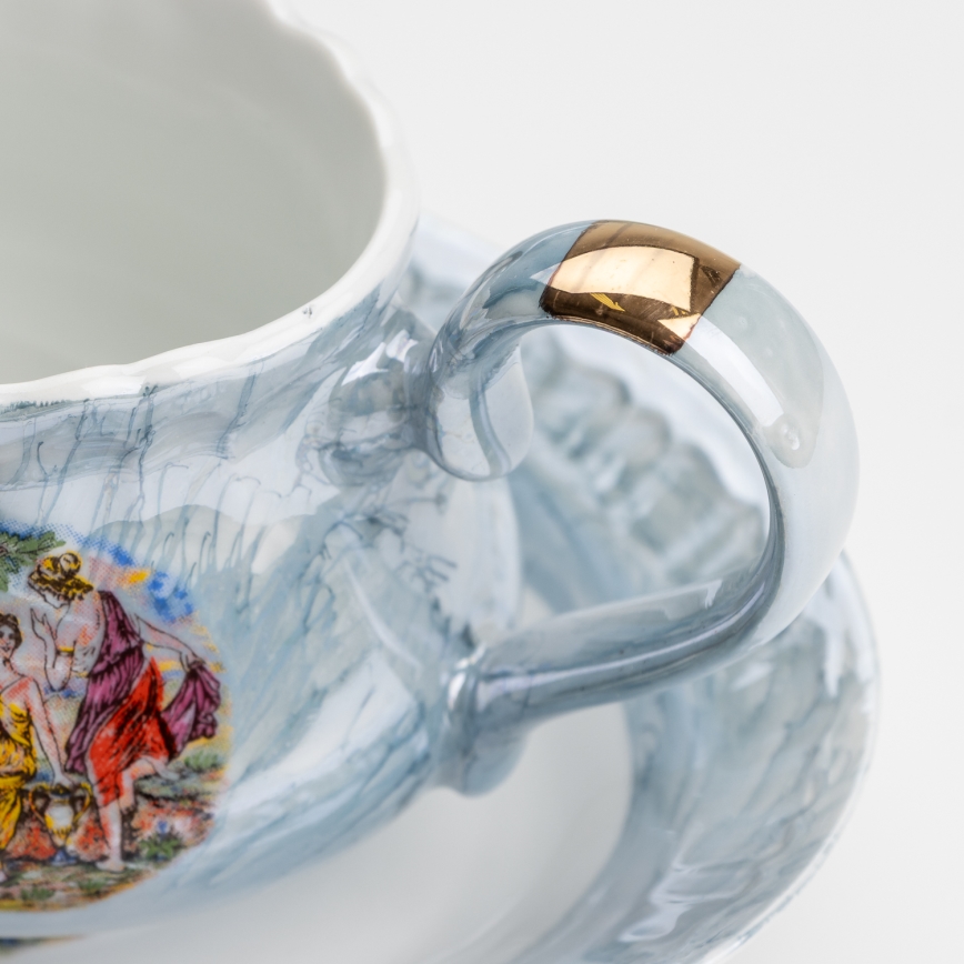 Porcelánová jedálenská sada 26 kusov modrá s perleťovou úpravou