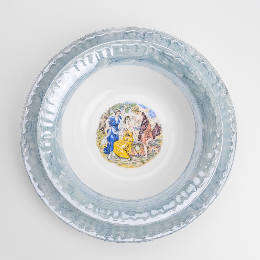 Porcelánová jedálenská sada 26 kusov modrá s perleťovou úpravou