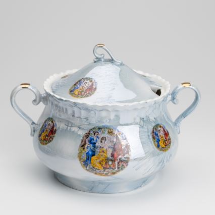 Porcelánová jedálenská sada 26 kusov modrá s perleťovou úpravou