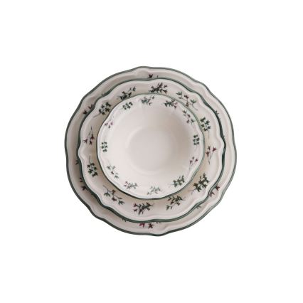 Porcelánová jedálenská súprava 24 ks, biela/zelená